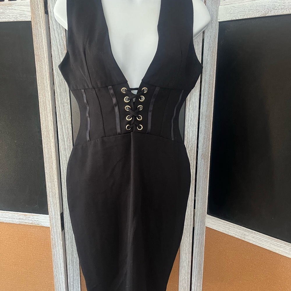 Chesley Black Plunge Bodycon Dress